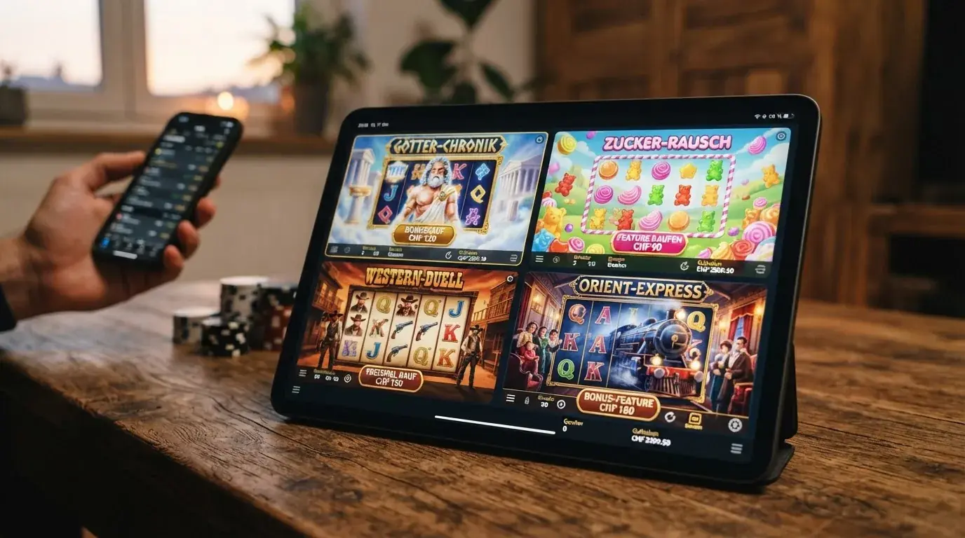 Vier Bonuskauf-Slots nebeneinander: Sweet Bonanza, Gates of Olympus, Wanted Dead or a Wild, Money Train 2