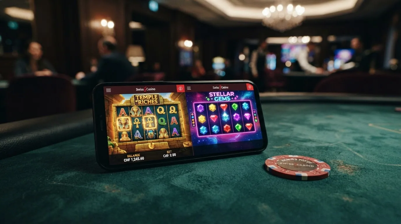 Bildschirmansicht der Spielautomaten Book of Dead und Starburst nebeneinander