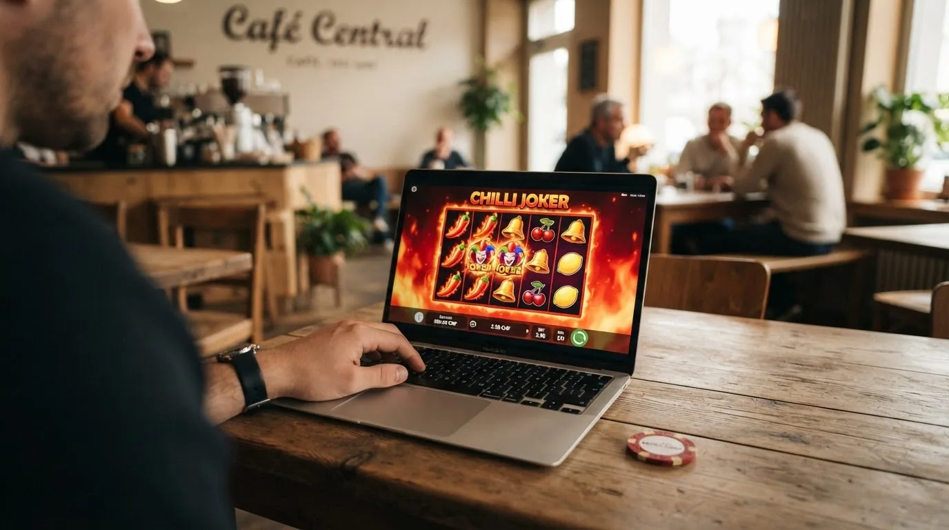 Bildschirmansicht des Spielautomaten Chilli Joker mit sichtbaren Walzen und Freispiel-Symbol