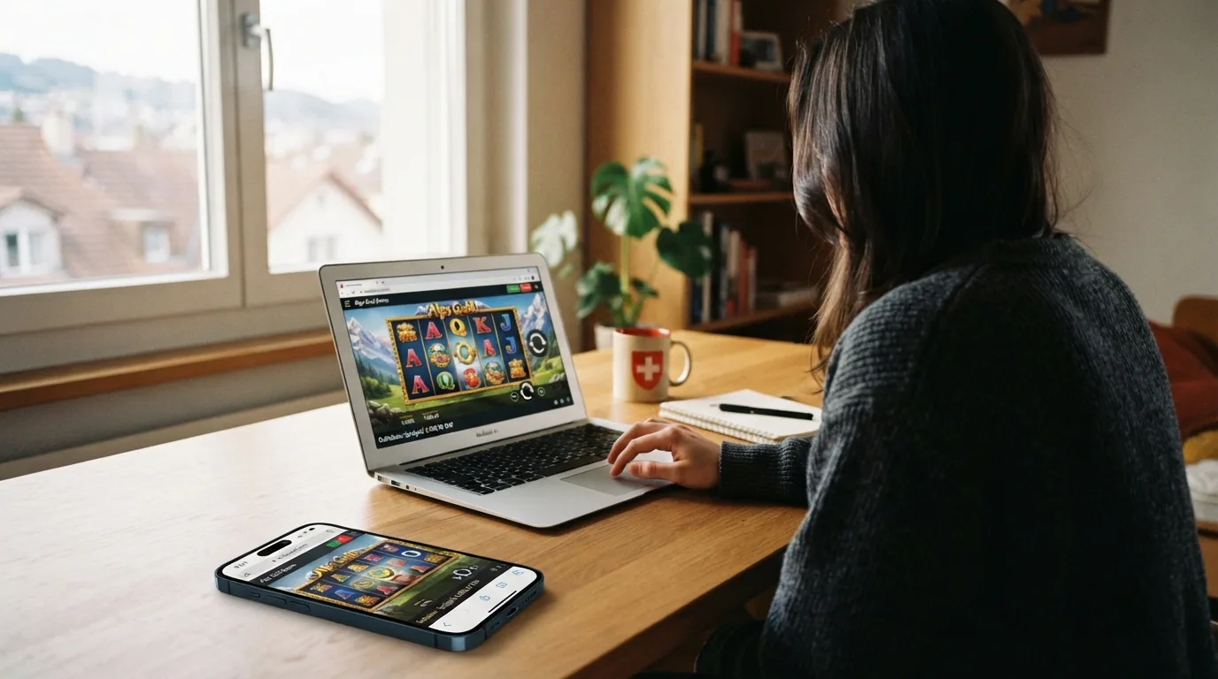 Browser-Fenster mit aktivem Demo-Modus-Spiel, «Guthaben: Spielgeld» gut sichtbar