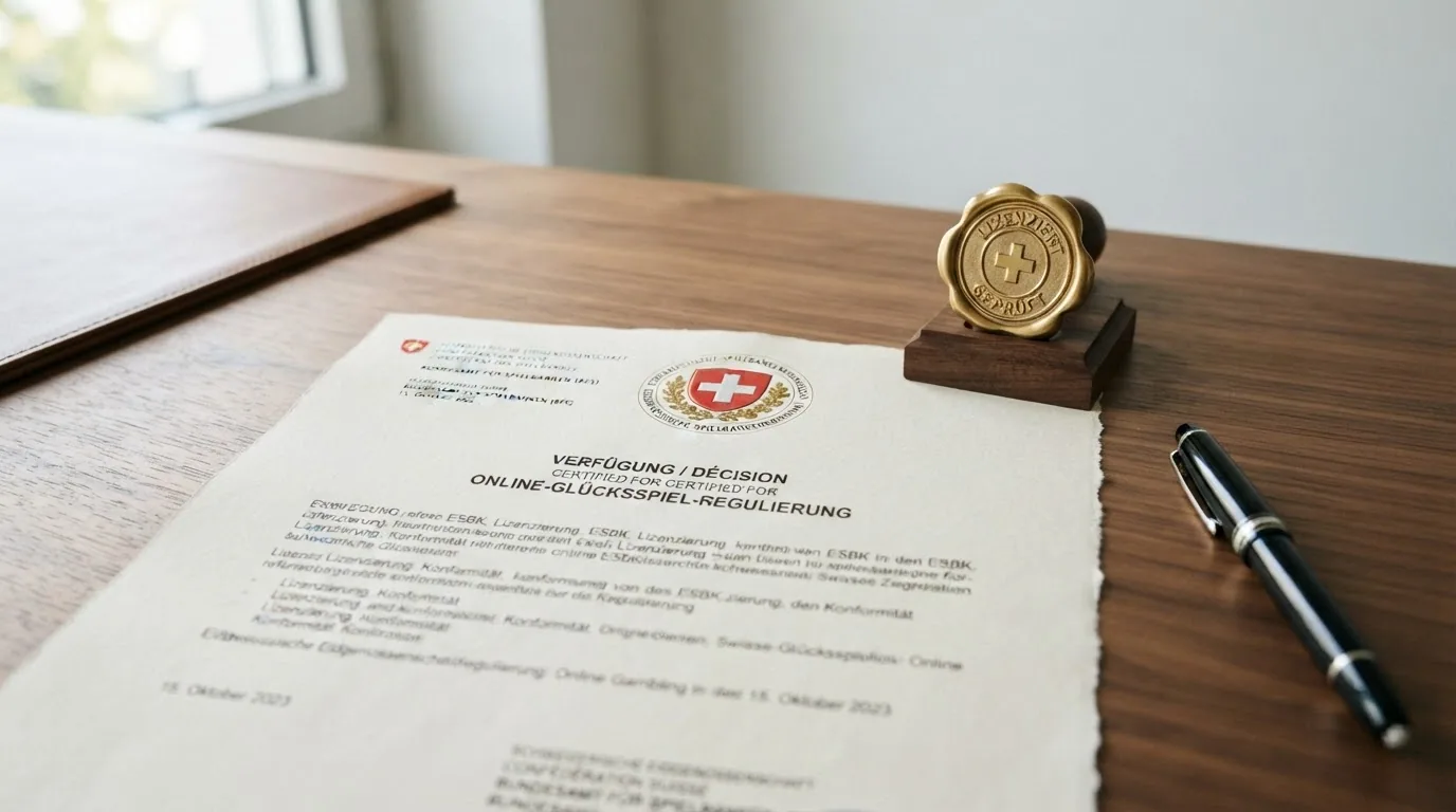 Offizielles Briefpapier oder Formular mit dem Logo der Eidgenössischen Spielbankenkommission und dem Schweizer Wappen