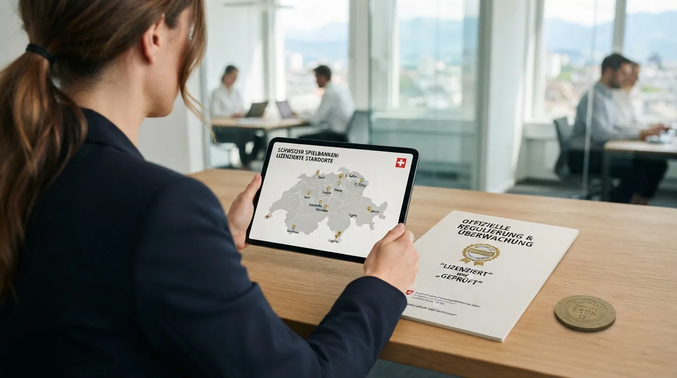 Offizielle ESBK-Grafik oder Karte mit den Standorten der zehn lizenzierten Spielbanken in der Schweiz