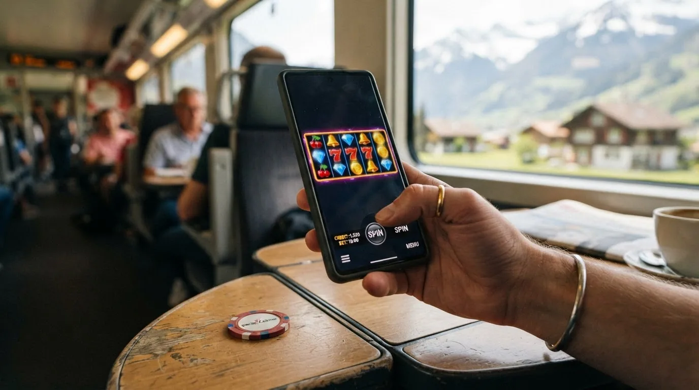 Smartphone mit geöffnetem Casino-Spiel im mobilen Browser