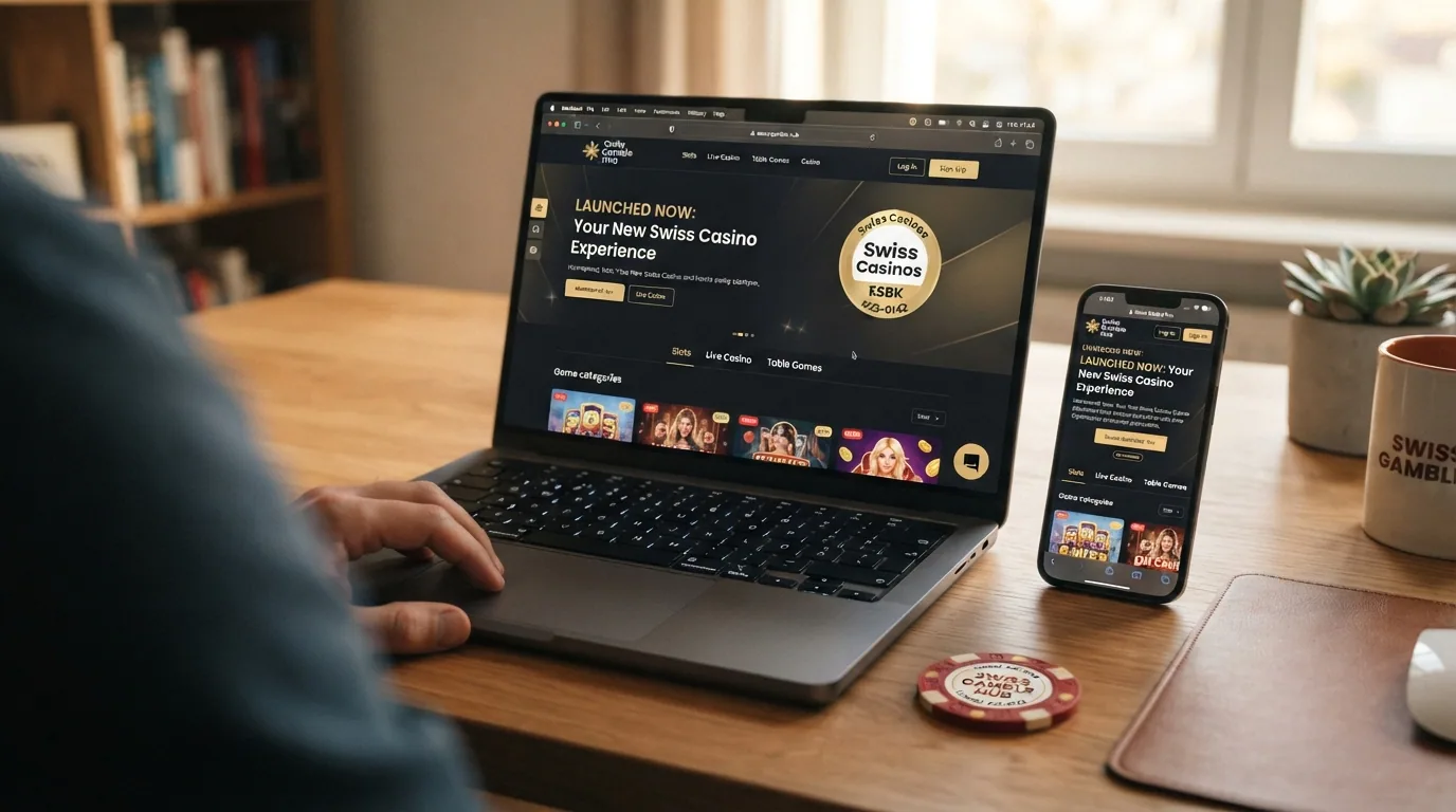 Startseiten neu lizenzierter Schweizer Online-Casinos im Browser