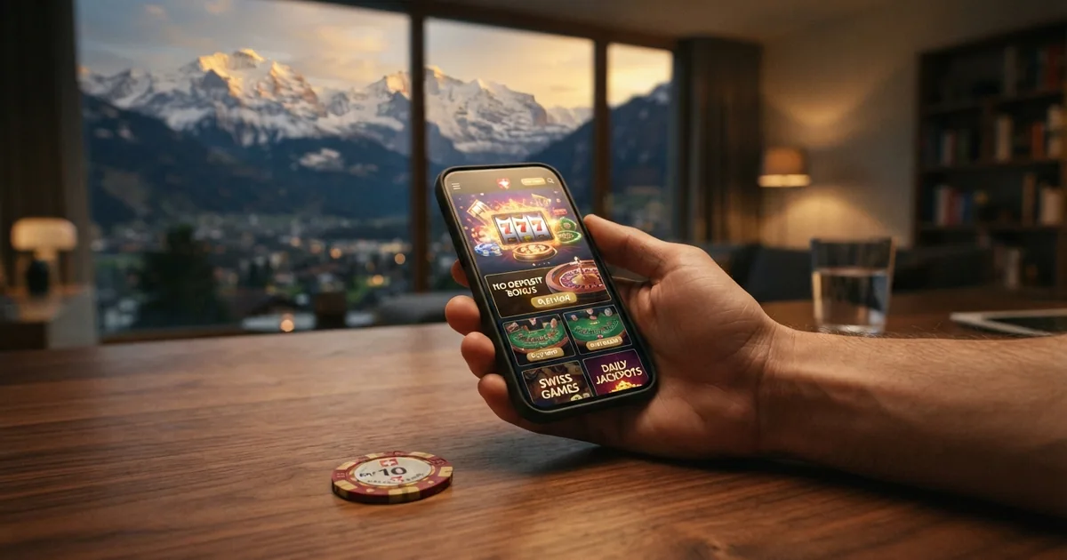 Startseiten-Collage der 10 lizenzierten Schweizer Online-Casinos mit ESBK-Logo