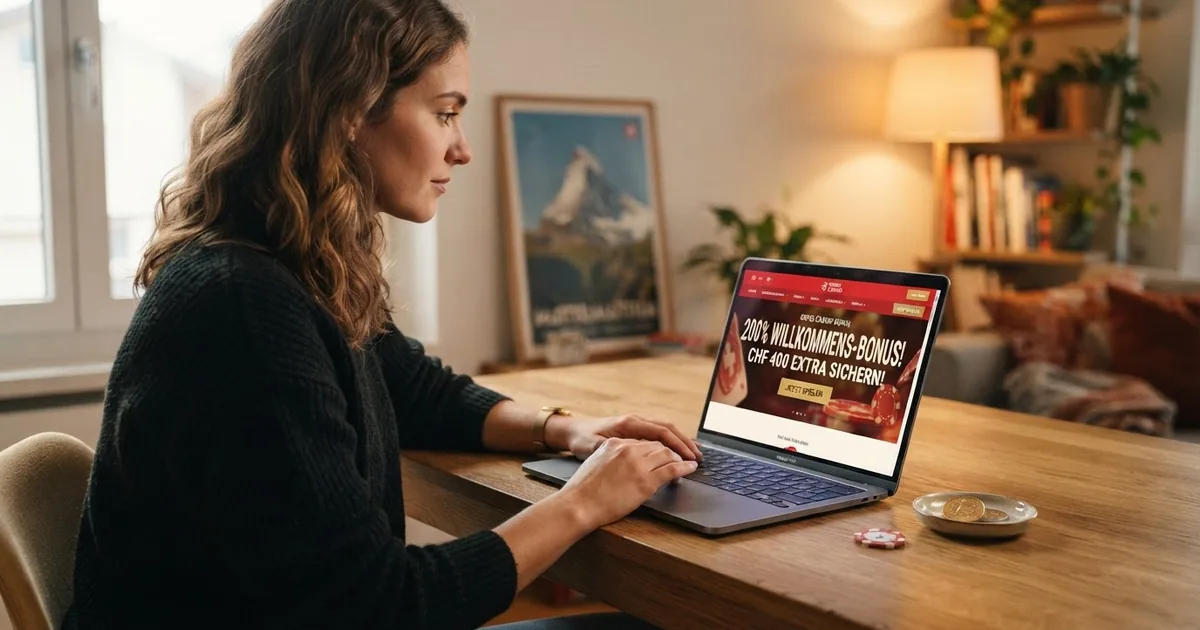 Ein Spieler am Laptop mit einer geöffneten Bonus-Übersichtsseite
