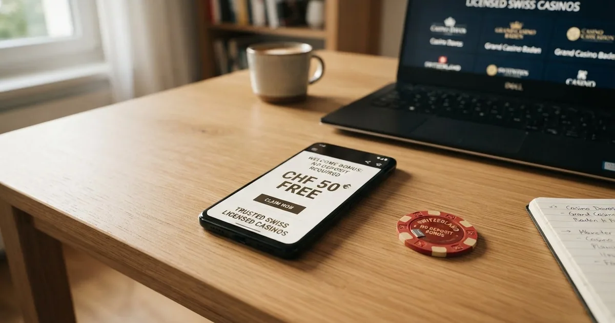 Bildschirm mit Übersicht lizenzierter Schweizer Online-Casinos und deren Bonus-Angeboten