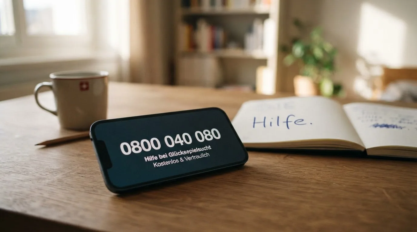 Telefonhörer mit eingeblendeter Nummer 0800 040 080, ruhige Farbgebung, Hilfesymbolik