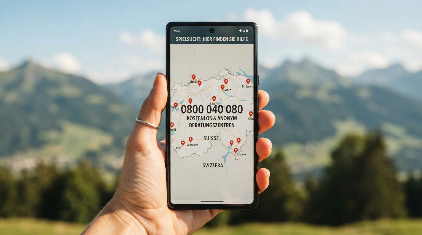 Karte der Schweiz mit eingezeichneten Beratungsstellen und der Helpline-Nummer 0800 040 080